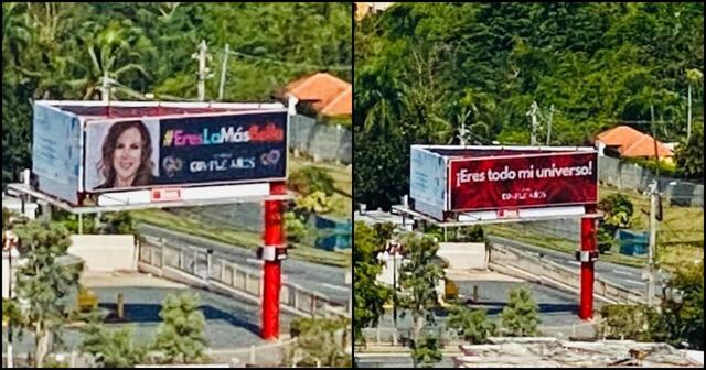 Esposo de Ada Torres Toro coloca billboards con seis artes para felicitarla por su cumpleaños
