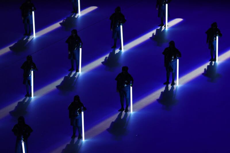 AL KHOR, QATAR - NOVEMBER 20: Dancers perform during the opening ceremony prior to the FIFA World Cup Qatar 2022 Group A match between Qatar and Ecuador at Al Bayt Stadium on November 20, 2022 in Al Khor, Qatar. (Photo by Elsa/Getty Images)