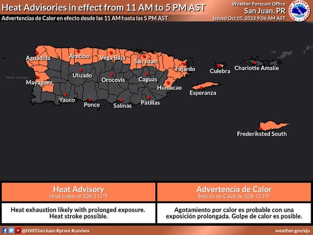 Emiten advertencia de calor para Puerto Rico