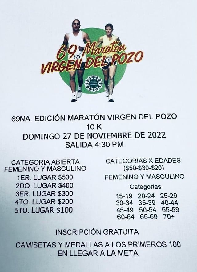 Todo listo para el tradicional Maratón Virgen del Pozo en Sabana Grande