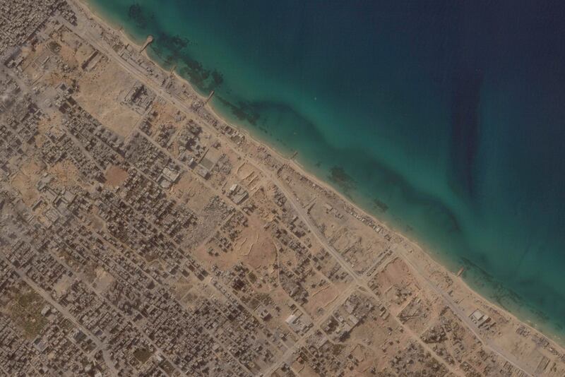 Esta imagen satelital de Planet Labs PBC muestra la Ciudad de Gaza, el lunes 6 de noviembre de 2023, en la Franja de Gaza.