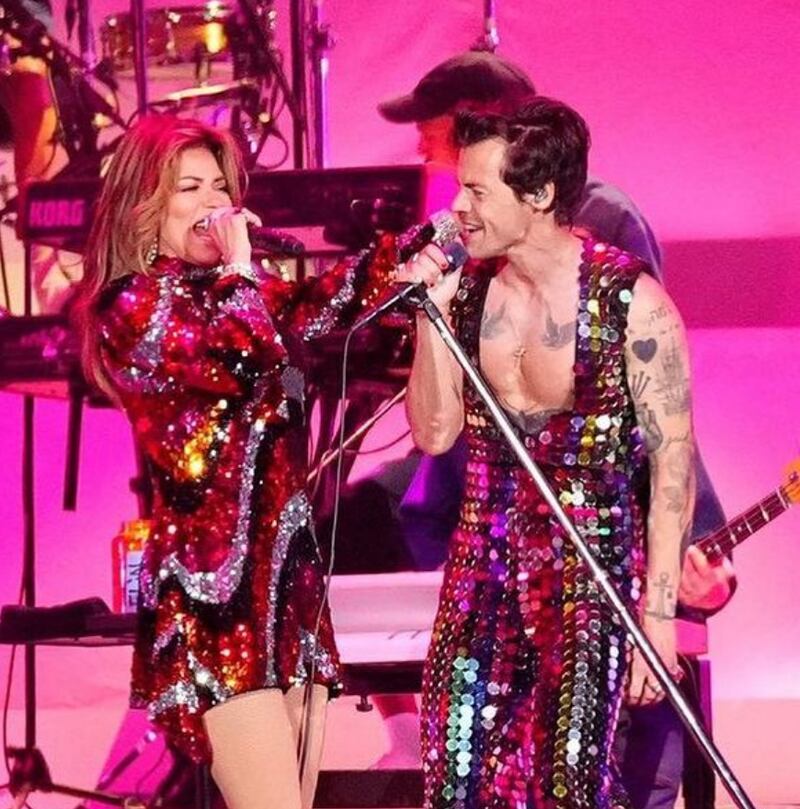 Shania Twain y Harry Styles en Coachella. / Foto: Instagram.