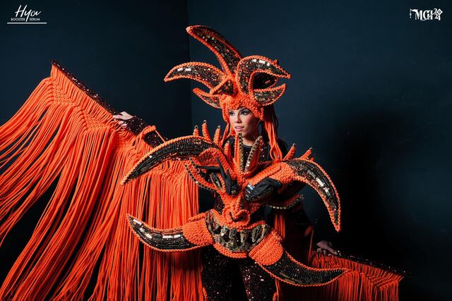 Fantasía de vejigante de Mariangie Alicea en Miss Grand International 2024 avanza al Top 20
