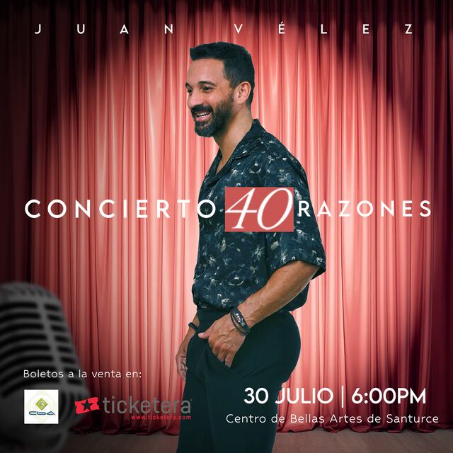 Juan Vélez presentará su concierto “40 Razones” en el CBA de Santurce