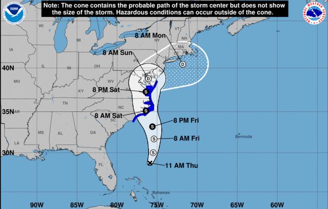Emiten aviso de tormenta tropical para costa este de EEUU