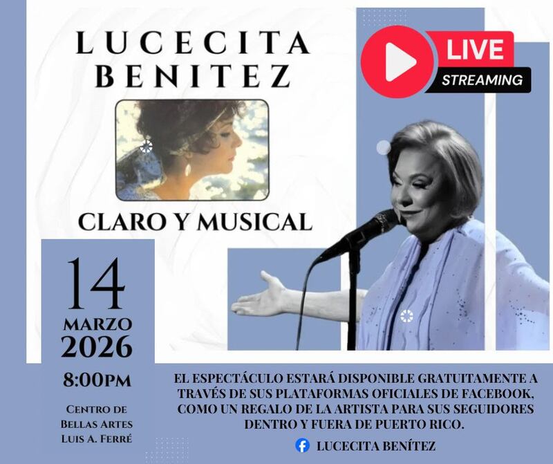 Concierto “Claro y Musical” de Lucecita Benítez será transmitido en directo por Facebook