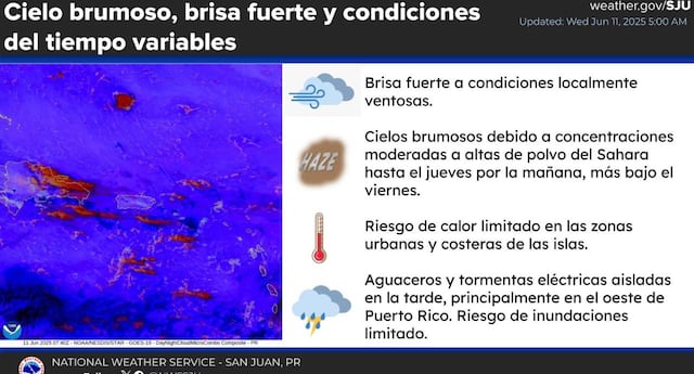 Pronostican lluvias y tronadas para este miércoles, 11 de junio de 2025
