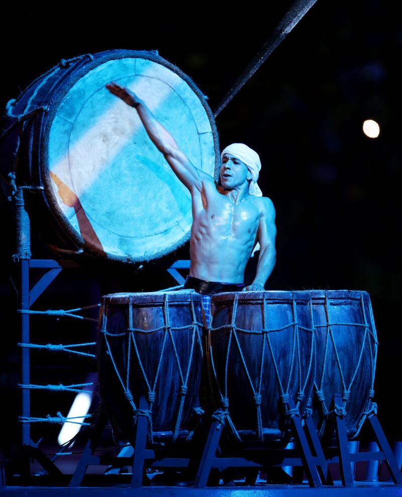 AL KHOR, QATAR - NOVEMBER 20: A drummer performs during the opening ceremony prior to the FIFA World Cup Qatar 2022 Group A match between Qatar and Ecuador at Al Bayt Stadium on November 20, 2022 in Al Khor, Qatar. (Photo by Michael Steele/Getty Images)