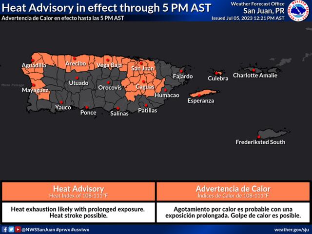 Emiten advertencia de calor severo para Puerto Rico