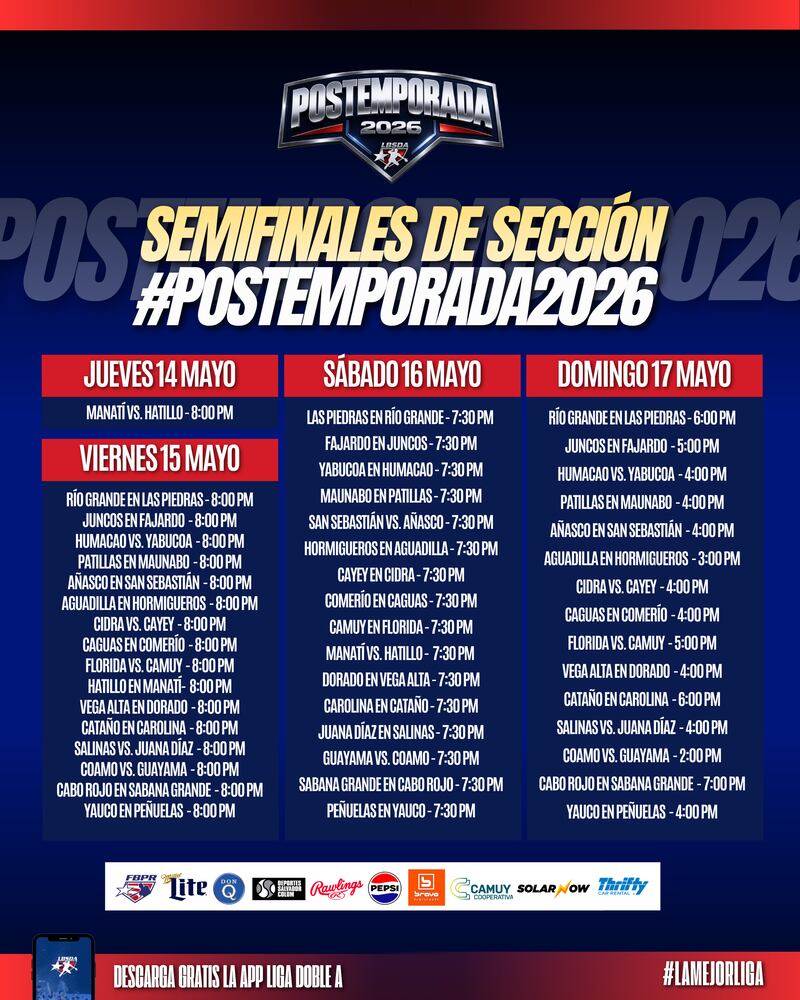 Calendario del primer fin de semana de la postemporada 2026.