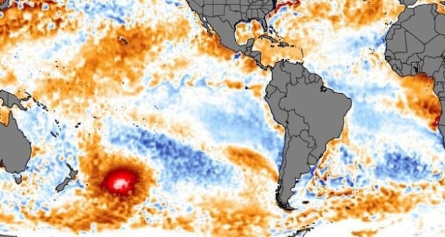 Se está moviendo hacia Sudamérica: descubren gigantesca masa de agua caliente en pleno océano Pacífico