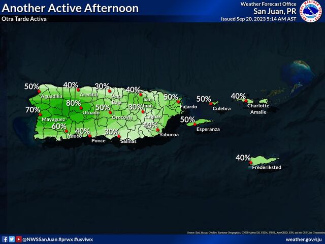 Emiten riesgo elevado de inundaciones para el interior y oeste de Puerto Rico
