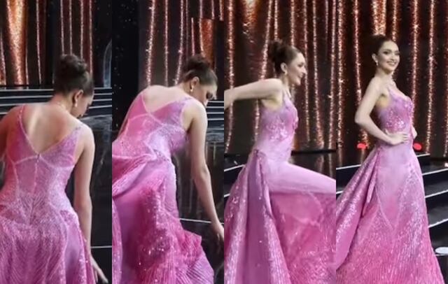 Gran favorita sufre caída en la final de Miss Universo Filipinas 2025