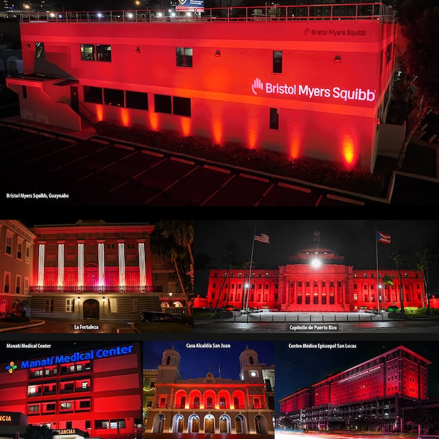 Iluminan de rojo varios edificios para crear conciencia sobre enfermedades cardiovasculares