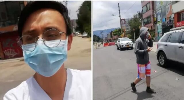(Video) La furia de un enfermero al ver que las personas están saliendo a la calle en Bogotá