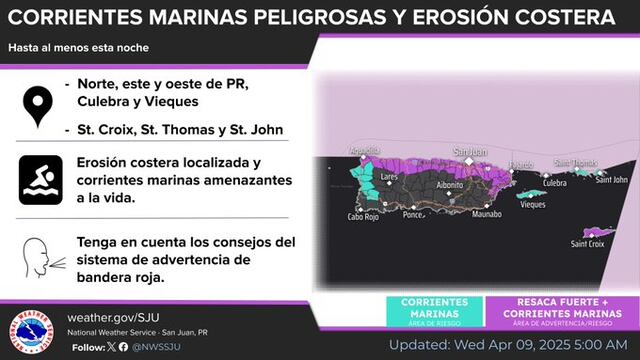 Sigue peligroso el oleaje para el norte y este de Puerto Rico