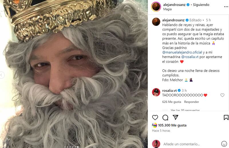 El cantante se reunió con Rosalía para una noche de Reyes Magos