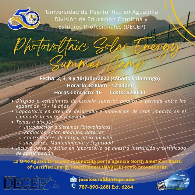 UPR Aguadilla anuncia campamento enfocado en la energía solar renovable