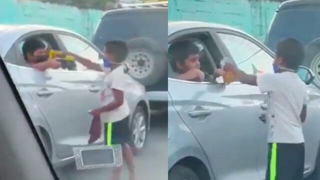 Niño comparte juguetes con otro que estaba limpiando parabrisas del auto y se hacen virales