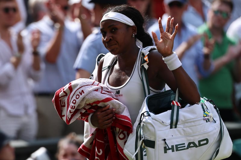 Coco Gauff tras perder frente a la checa Karolina Muchova en la semifinal de Wimbledon. EFE/EPA/NEIL HALL
