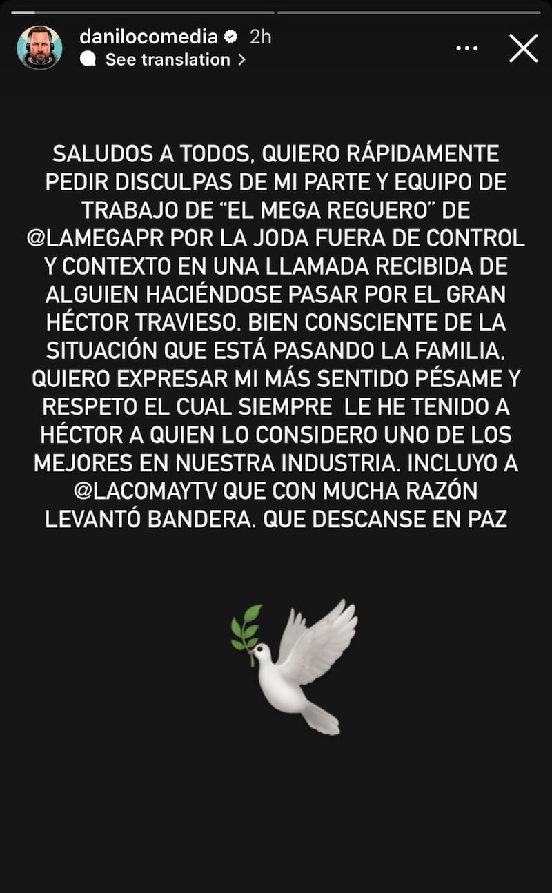 Disculpas sobre comentarios de Héctor Travieso