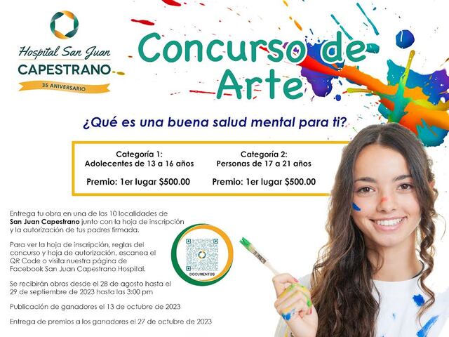 Hospital San Juan Capestrano abre convocatoria para certamen de arte enfocado en salud mental juvenil