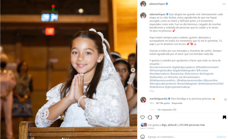 Alaïa celebró su primera comunión rodeada de amigos y familia/ Instagram: @habíaunavezunafoto_