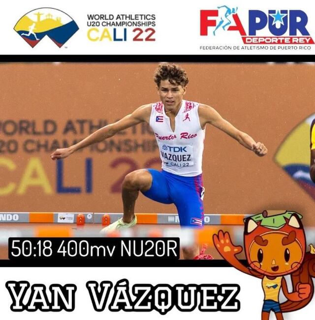 El vallista puertorriqueño Yan Manuel Vázquez llega cuarto lugar en el Mundial de Cali