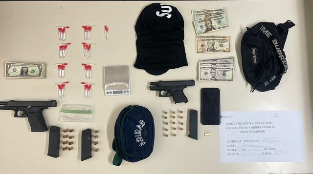 Detienen a dos en Cayey por posesión de armas ilegales y sustancias controladas