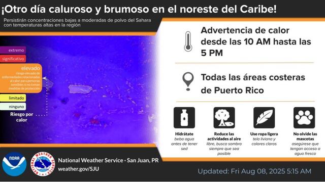 Emiten otra advertencia de calor para este viernes en Puerto Rico