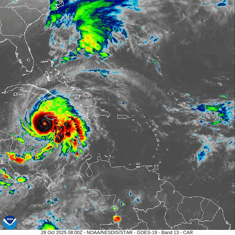 El NHC confirmó que Melissa avanzaba hacia el norte-noreste a 9 mph, y que su paso sobre Jamaica traerá vientos catastróficos, lluvias intensas e inundaciones peligrosas.