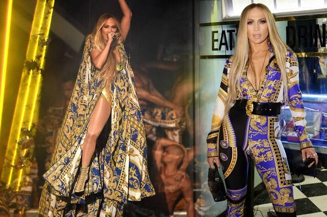 En escena y en el after party: Jennifer Lopez vistió Versace de pies a cabeza en los MTV Video Music Awards
