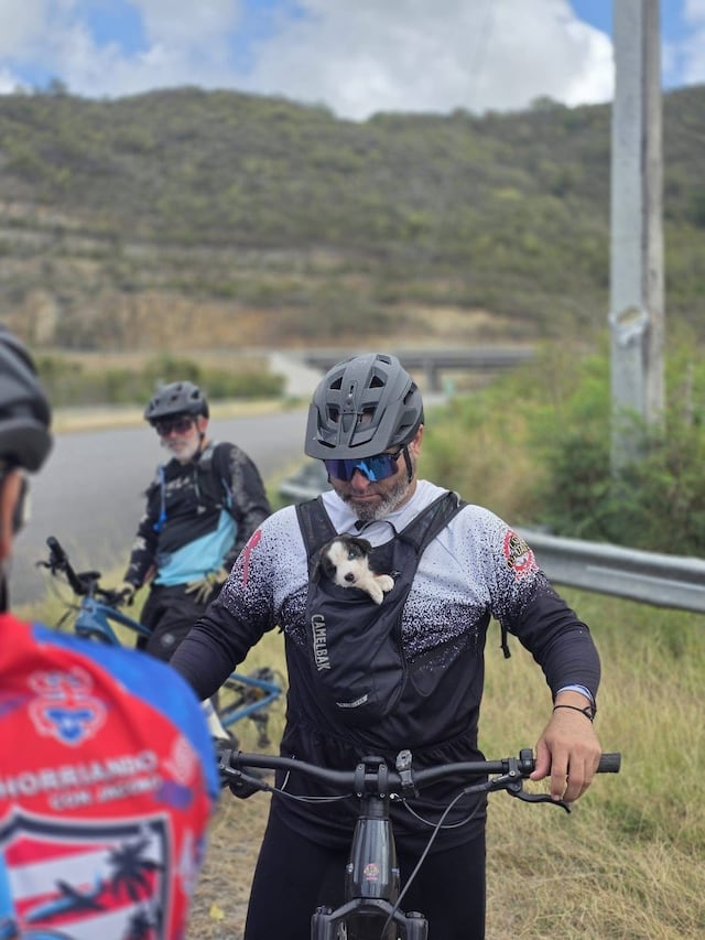 Ciclistas rescatan a perrito desamparado en Guayama
