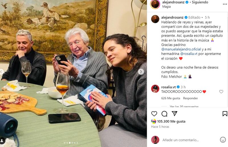 El cantante se reunió con Rosalía para una noche de Reyes Magos