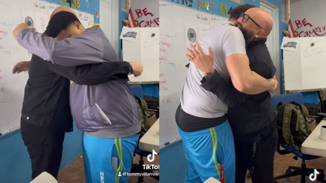 Viral acto de amor: Maestro regala abrazos a estudiantes
