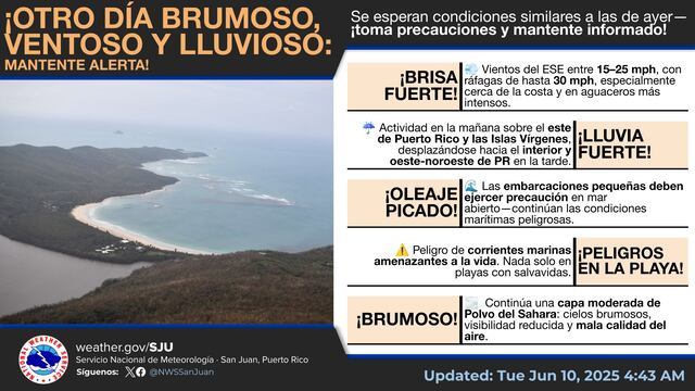 Onda tropical mantendrá humedad por encima de lo normal en Puerto Rico