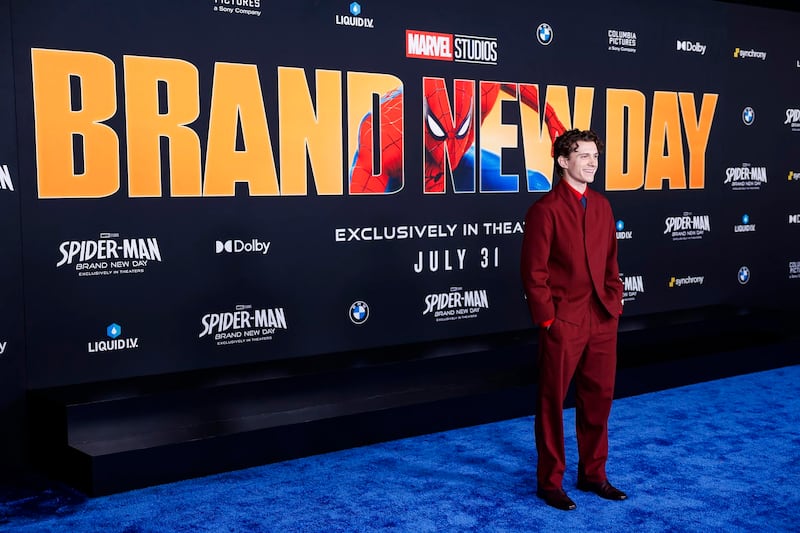 El actor británico Tom Holland durante el estreno mundial de Spider-Man: Brand New Day en el Dolby Theatre de Los Ángeles, California, EE. UU., el 27 de julio de 2026. EFE/EPA/CHRIS TORRES