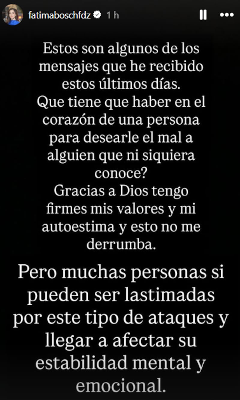 El mensaje de Fátima Bosch a quienes le mandan hate