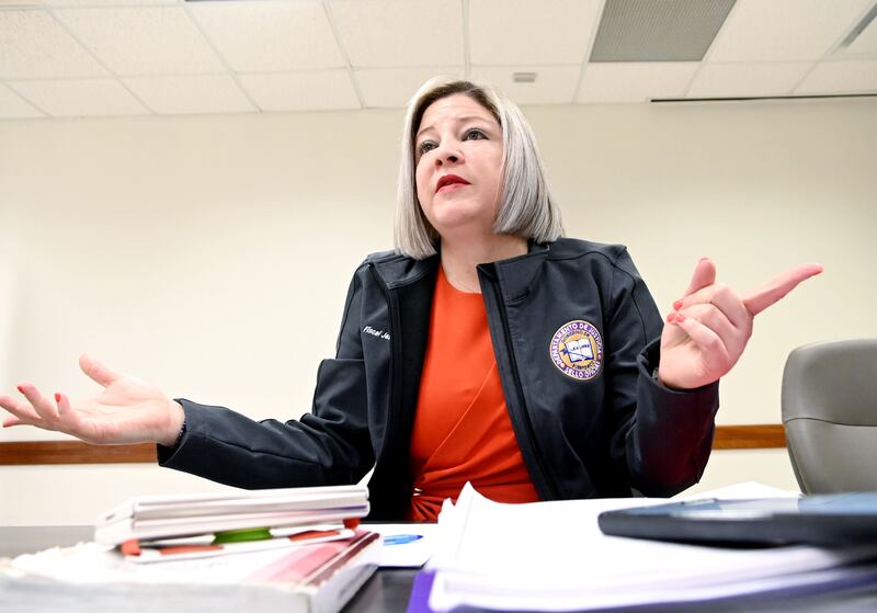 La jefa de fiscales, Jessika Correa González, explica cómo ellos trabajan con las estadísticas. Departamento de Justicia. San Juan. Metro PR 19 de julio de 2023