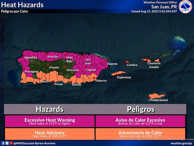 Puerto Rico bajo alerta y aviso de calor excesivo