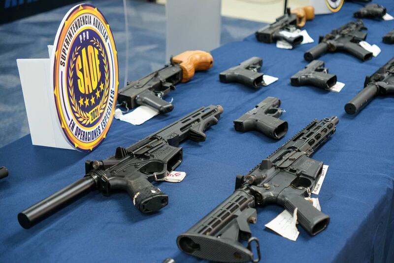 Armas de fuego incautas por la Uniformada.