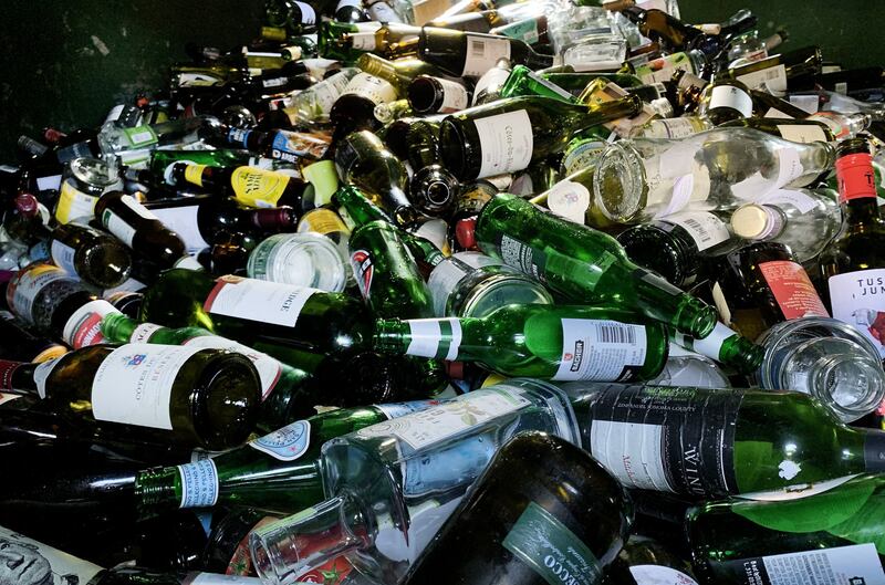 botellas de vidrio