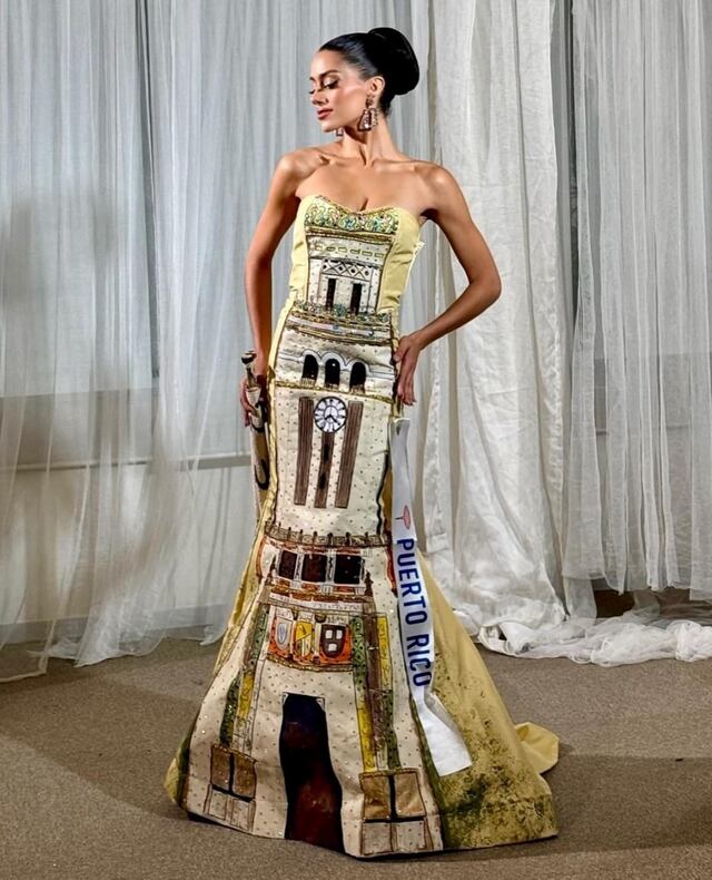 Zahira Mariel luce vestido inspirado en la torre de la UPR en Miss International 2024