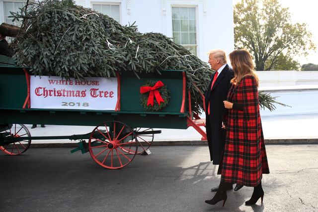 Por primera vez, Trump recibe el árbol de Navidad de la Casa Blanca
