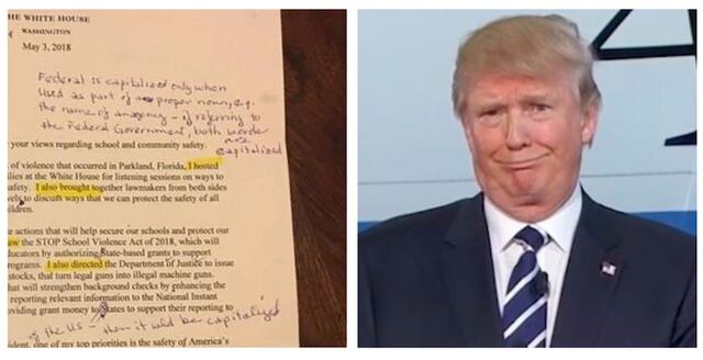 Maestra recibe carta de Trump... ¡y la devolvió con faltas de ortografía corregidas!
