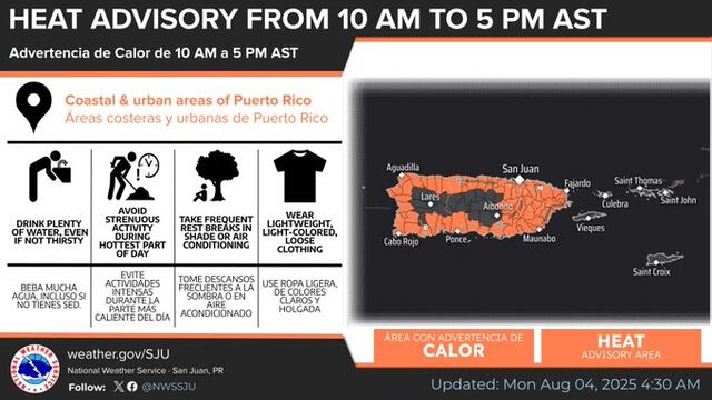 Emiten advertencia de calor para Puerto Rico