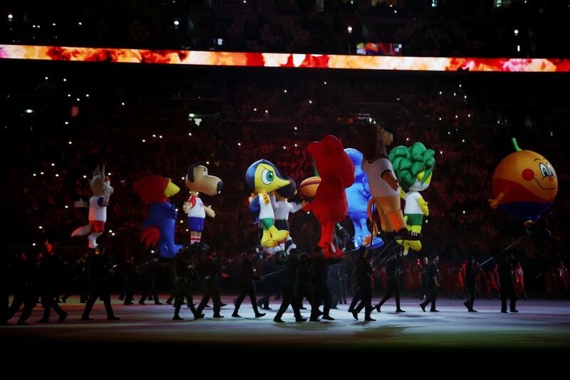 AL KHOR, QATAR - NOVEMBER 20: Performers perform during the opening ceremony prior to the FIFA World Cup Qatar 2022 Group A match between Qatar and Ecuador at Al Bayt Stadium on November 20, 2022 in Al Khor, Qatar. (Photo by Lars Baron/Getty Images)