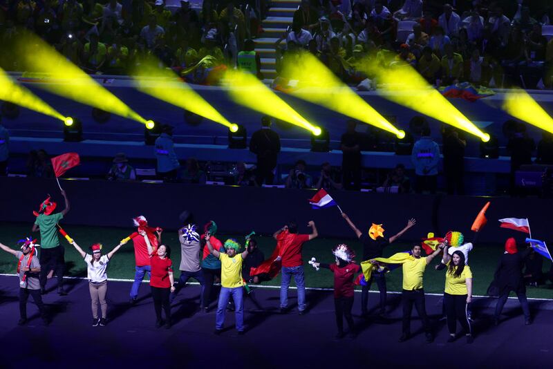 AL KHOR, QATAR - NOVEMBER 20: Dancers perform during the opening ceremony prior to the FIFA World Cup Qatar 2022 Group A match between Qatar and Ecuador at Al Bayt Stadium on November 20, 2022 in Al Khor, Qatar. (Photo by Elsa/Getty Images)