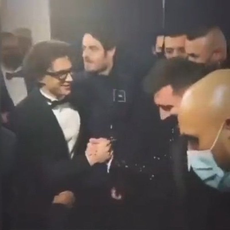 El actor lució muy emocionado por encontrarse con Messi