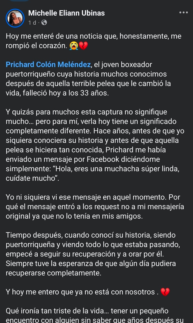 Mujer causa controversia en redes por alegado mensaje que le envió Prichard Colón.